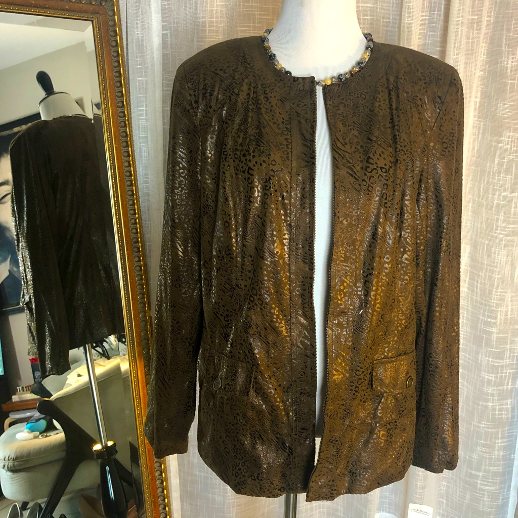 Elementz Brown Faux Snakeskin Jacket Sz L
